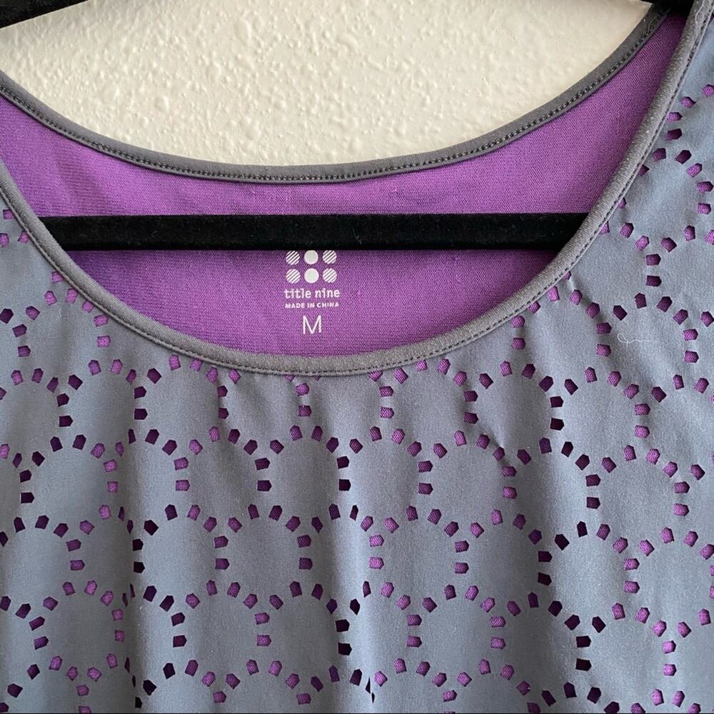 Title Nine Sleeveless Illusion Eyelet Dress, Gray/Purple, Size Md, Athleticwear - Picture 3 of 8